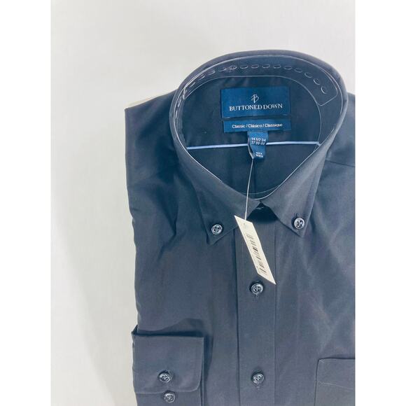 NWT Buttoned Down Black Classic Long Sleeve Button Down Shirt Men's Size 14.5 34 - Picture 4 of 6